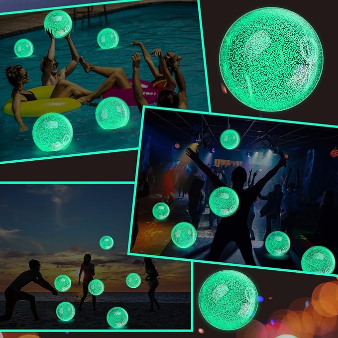 12 Pcs 8 Inch Light up Beach Balls Glow in The Dark Blow up Pool Floating Inflatable Balls for Summer Neon Party Games Pool Garden Decorations Outdoor