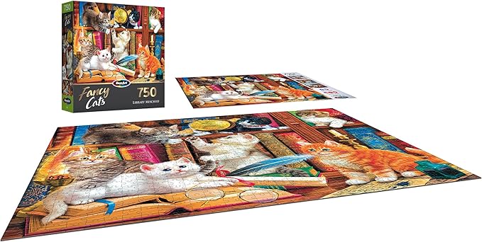RoseArt - Fancy Cats - Library Mischief - 750 Piece Jigsaw Puzzle for Adults