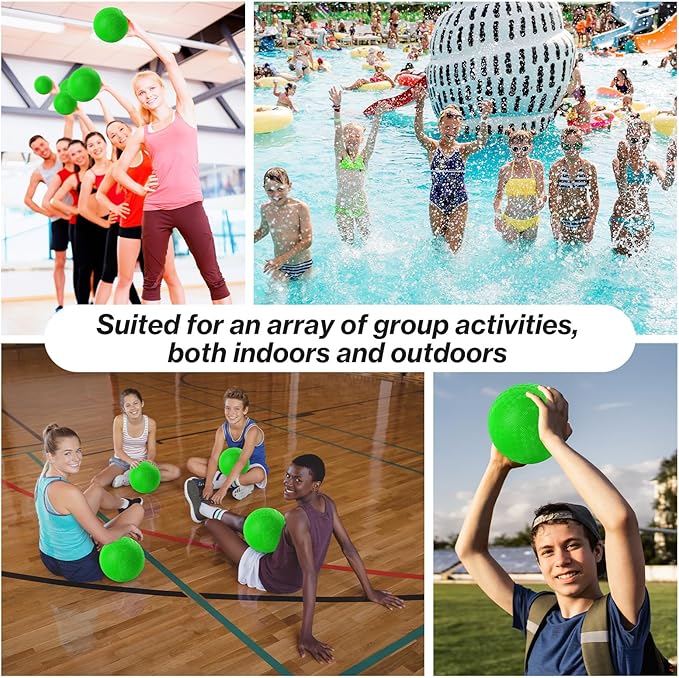 24 Pcs Dodgeballs 5 Inch Playground Ball Green Kickball Inflatable Rubber Handball Bouncy Dodge Ball with 1 Hand Pump for Outdoors Ball Games Gym Camps Picnic (Green)