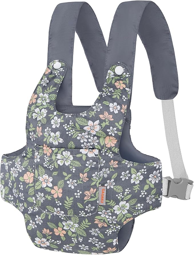 GAGAKU Baby Doll Carrier for Toddlers, Kids Toy Reborn Dolls Carrier for Little Girls, Baby Dolls Accessories - Gray - Leaf