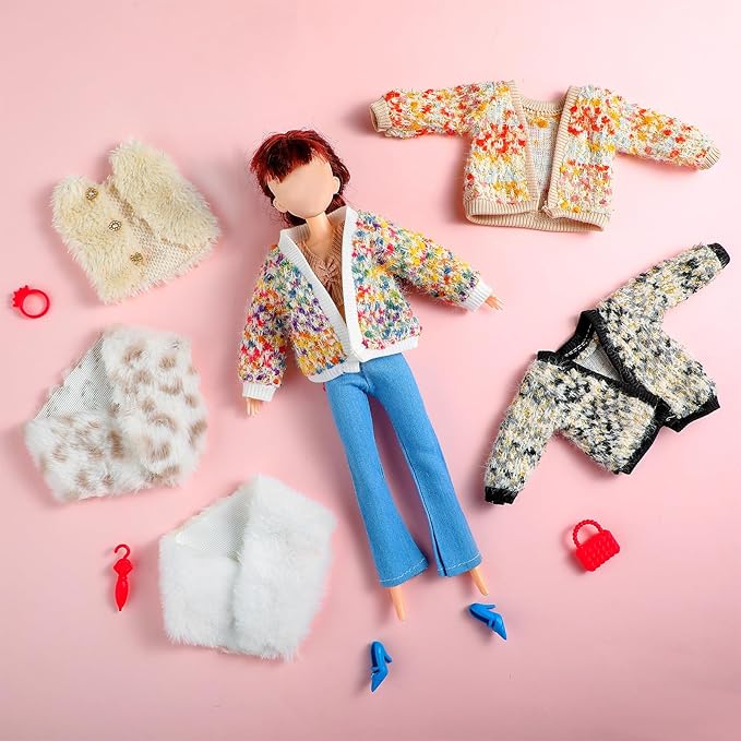 Bencailor 6 Pcs Doll Clothes for 11.8 Inch Doll Clothing Outfit Accessories Winter Coat Tops Swimwear T Shirt Dress Outfit Birthday Gift(Cute Style,Gorgeous Color)
