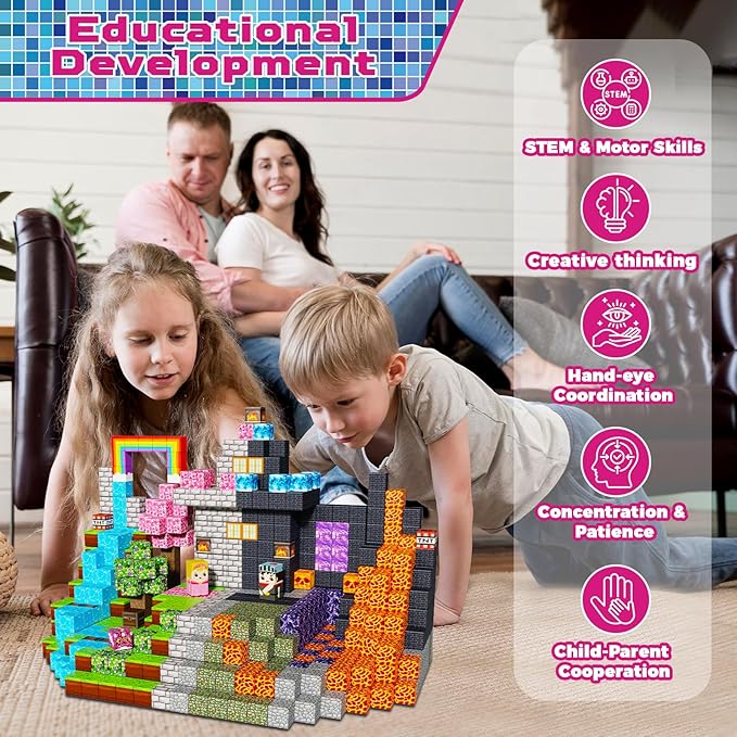 150 PCS 0.8in Magnetic Blocks - Easter Toys, Magnetic Building Blocks Cubes, Stacking Magnets, Birthday Easter Gifts for Age 3+ Years Old (Theme: Princess & Knight)