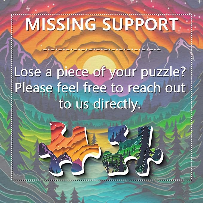 Magic Forest Puzzles for Adults 1000 Pieces, Nature Round Tree Mountain River Sunset Landscape Puzzle, Colorful Paper Cut Art Puzzle, Difficult Hard Challenge Jigsaw Puzzle