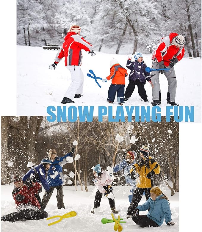 Snow Toys, Snowball Maker 4 Pack Snow Ball Shaper Molds Toys for Kids Snow Ball Fights Tool Kids Winter Toys Snow Ball Clip Snow Games for Outdoor
