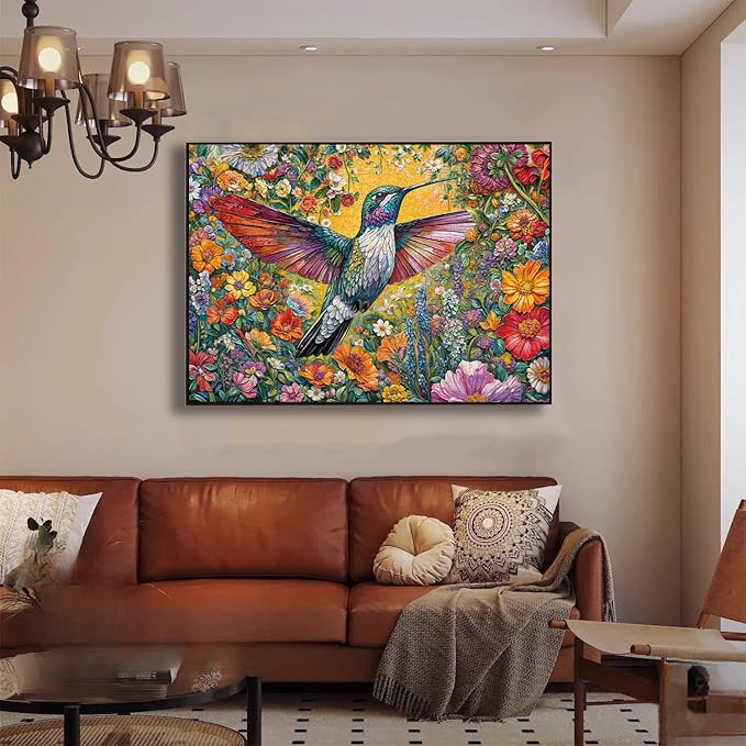 Jigsaw Puzzles for Adults 1000 Pieces, Interlock Perfectly No Dust, Impossible Difficult Hard Fun 1000 Piece Jigsaw Puzzles for Adults-1:1 Poster-Radiant Hummingbird