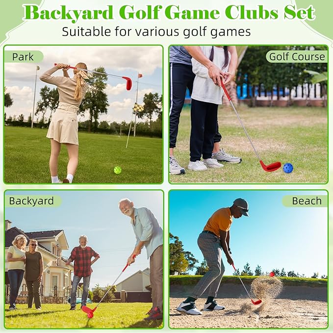 3 Pack 36" Backyard Golf Club with 6 Balls Outdoor Game Set, Right Hands Training Practice Course Portable Golf Play Gift for Family Beach Camping Lawn Park Yards Grass Home Indoor