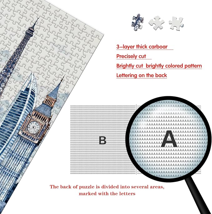 Puzzle for Adults 1000 Pieces, Scenic Spot Puzzle, Challening Impossible Difficult Hard Fun 1000 Pieces Jigsaw Puzzles for Adults Family with Letters on Back