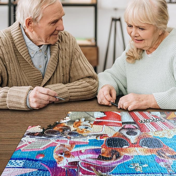 HUADADA Jigsaw Puzzles for Adults 1000 Pieces, Dogs Pool Party Interlock Perfectly No Dust, Home Decors Family Challenge Toys for Men Women Elders Seniors (27.5"x19.6"), 1:1 Poster
