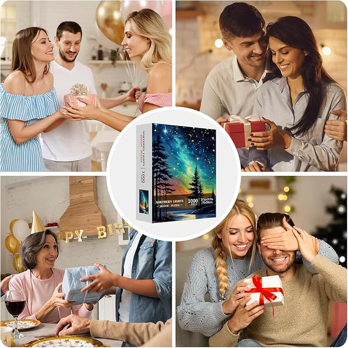 Northern Lights Jigsaw Puzzles for Adults 1000 Pieces, Aurora Borealis Nature Landscape 1000 Piece Puzzle for Adults, Impossible Difficult Hard Fun Jigsaw Puzzles 1000 Pieces