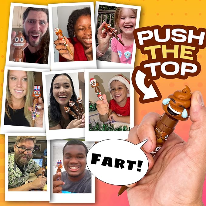 Farting Poop Pen with 7 Funny Fart Sounds - Easter Basket Stuffers for Teens & Kids, Silly Novelty Gag Gift for Boys & Girls, Easter Toys Essentials, Great for Birthdays, Funny Gift (Laughing)