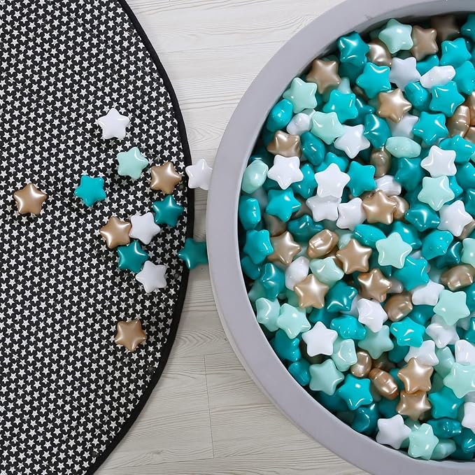 GOGOSO Ball Pit Balls for Toddler, Baby Plastic Playballs Kids Soft Pastel Pelotas Non-Toxic BPA-Free,Pearl Green+Brown White,100 Balls