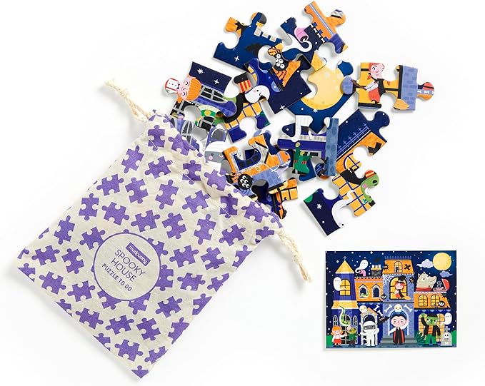 Mudpuppy Spooky House β 36 Piece Jigsaw Puzzle to Go Featuring an Adorable Haunted House with Spooky Friends Perfect for Travel and Boo Baskets