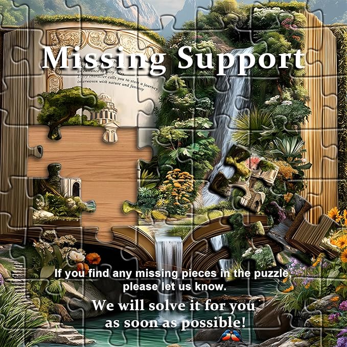 Fantasy Book Puzzles for Adults 1000 Pieces, Nature Flower Landscape Mountain Scenic Puzzles, Garden Floral Animal Bird Scenery Jigsaw Puzzle
