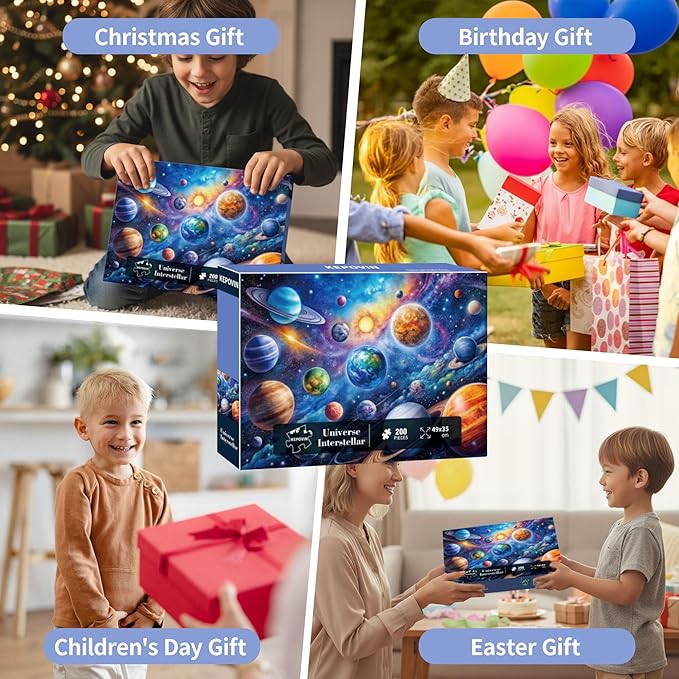 Puzzles for Kids Ages 6-8 8-10 Year Old, Solar System Planets 200 Pieces Jigsaw Puzzles for Kids Ages 10-12, Learning Educational Toys for Boys and Girls Ages 6 7 8 9 10 11 12 Year Old