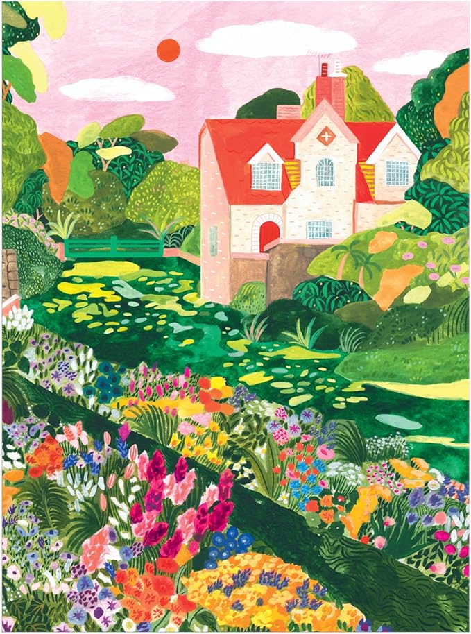 Galison Blooming Meadow – 1000 Piece Jigsaw Puzzle Featuring Beautiful Artwork of A Cottage in A Spring Meadow