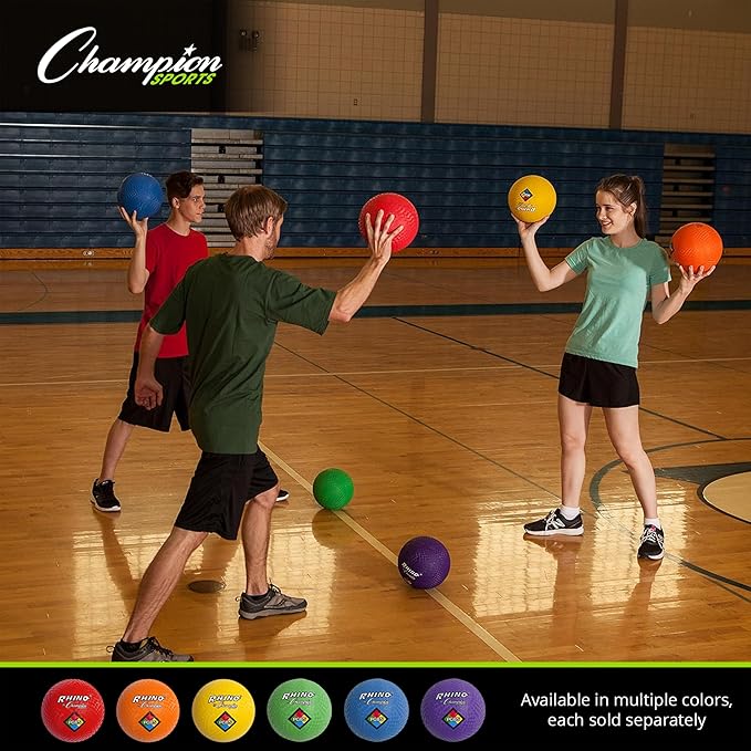 Champion Sports Rhino Playground Balls 8.5"D - Two Ply, Nylon Wound, BLUE