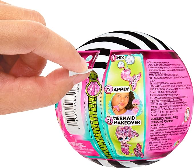 LOL Surprise Mermaids Makeover Magic Tots with DIY Wearable Lip Gloss Makeup for You and Your Doll, Fun Water Play, Gift for Kids Ages 4+