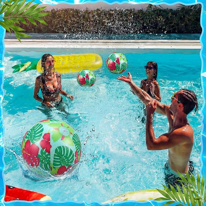 Civaner Tropical Luau Party Decorations Beach Ball 7.87 Inches Inflatable Beach Ball for Tropical Luau Party Favors Summer Swimming Pool and Beaches Game Gifts for Hawaii Themed Birthday