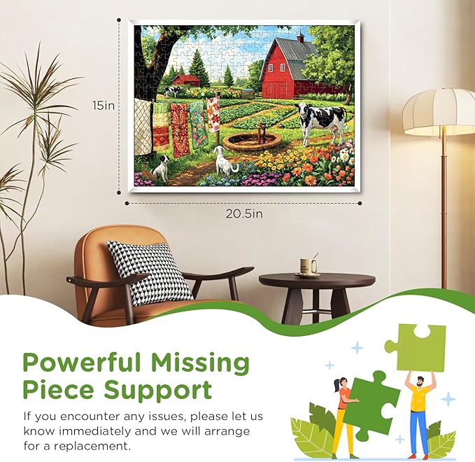 300 Piece Puzzles for Adults,Farm Puzzle 300 Pieces,Summer Cow Jigsaw Puzzles 300 Piece for Adults Children Seniors,Challenging Puzzles Family Activity Game Nights Gift Toy
