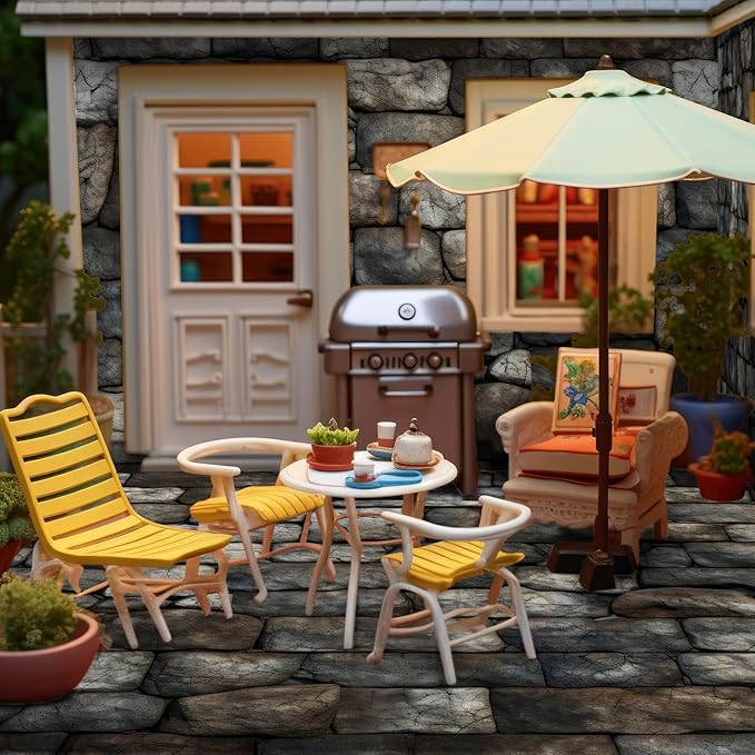 Flutesan 12 Pcs Miniature Dollhouse Wallpaper and Flooring Peel and Stick Mini DIY Self Adhesive Dollhouse Accessories 8.27 x 11.69 Inch (Stone Pattern)