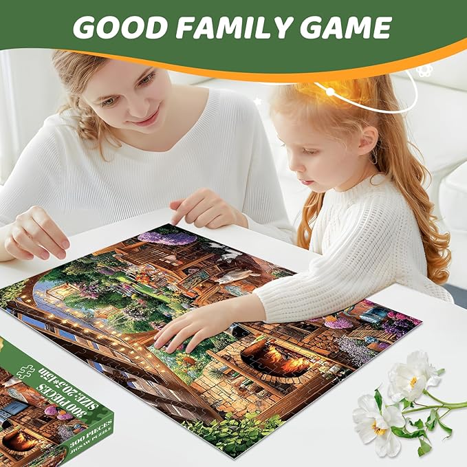 300 Pieces Puzzles for Adults | Manor Cat Jigsaw Puzzles 300 Piece for Children Adults Seniors | Sturdy,Safe Large Piece Puzzle | Engaging & Educational Toys Great Gift for Boys Girls 20.5 x 15 in