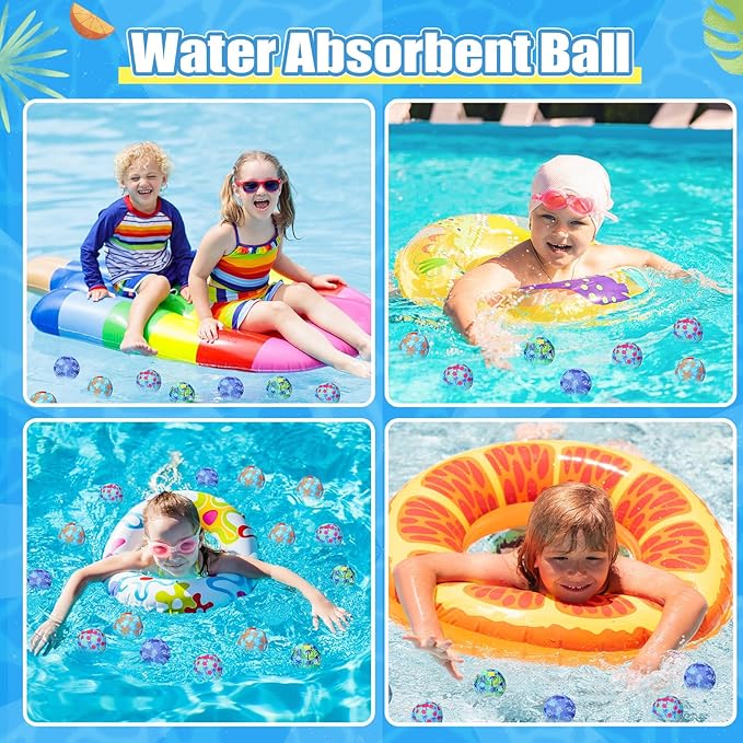 Reusable Water Float Balls Pool Beach Toys for Outdoor Summer Activities 2 Inch Splash Water Small Absorbent Balls Bulk for Adult Swimming Beach Soaking Game Party