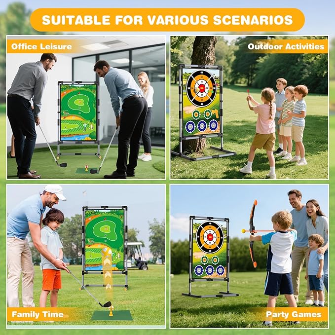 Golf Chipping Game Set – Double-Sided Mat with Stand, Fun Practice Game for Kids & Adults, Indoor & Outdoor Use