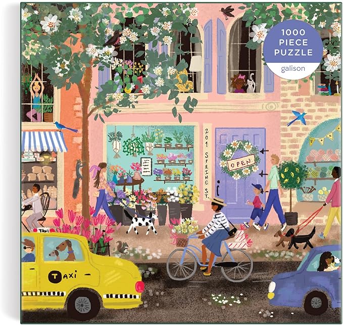 Spring Street 1000 Piece Puzzle in a Square Box from Galison - 1000 Piece Puzzle for Adults, Beautiful Illustrations from Joy Laforme, Thick and Sturdy Pieces, Idea