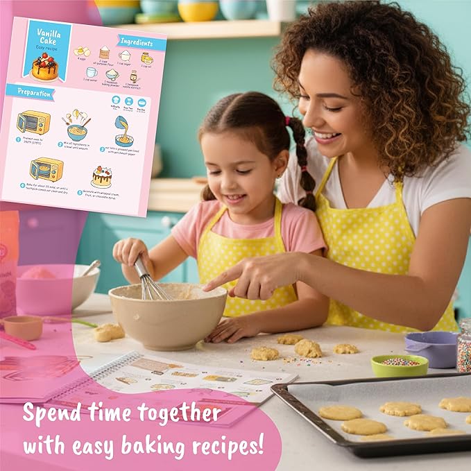 BSCOOL - Drawing, Coloring & Activity Book: Play and Bake with Stickers, Guides and Recipes. Dress Up Your Cake Design for Kids 5 and Up. Easter Gift for Girls