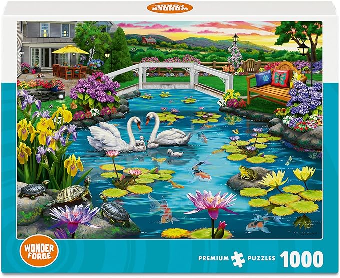 Wonder Forge Peaceful Pond 1000 Piece Jigsaw Puzzle for Adults | Unique, Perfectly-Fitting Pieces | Fun, Vibrant Imagery | Amazon Exclusive