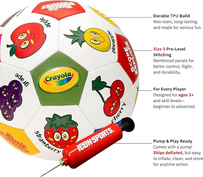 Crayola Official Soccer Ball - Unisex Kids - CRAY85BL Fruits Size 5