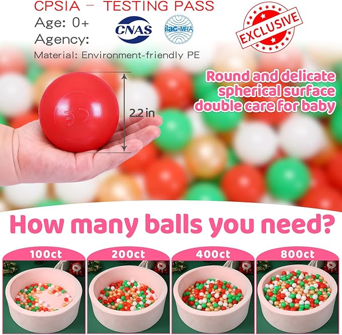 STARBOLO Ball Pit Balls for Toddlers Pack of 100 200 500 - BPA&Phthalate Free Non-Toxic Crush Proof Soft Plastic Balls for 1-5Years Old Toddlers Girl Kids Birthday Pool Playpen Tent Party