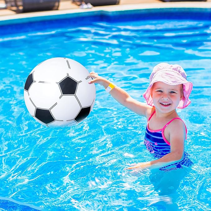 Zhanmai 6 Pack Inflatable Soccer 16 Inch Blow up Beach Ball Large Sport Pool Ball with Pump for Adults Teens Gift Summer Outdoor Party Decorations