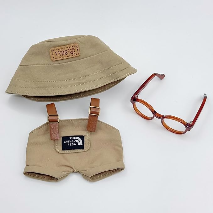 17cm Doll Clothes Set (NO Doll) 6.7inch Doll Accessories Overalls Hat Glasses Dress up Stylish Outdoor Stylish Cute