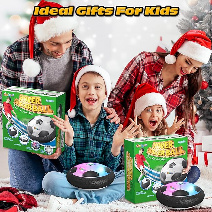 Set of 2 Hover Soccer Ball,Boys Toys Gifts for 3 4 5 6 7 8 Years Old,Air Power Kids Soccer Ball with LED Light,Hover Soccers Balls Indoor for Boys and Girls 3-5 6-8,Outdoor Indoor Game