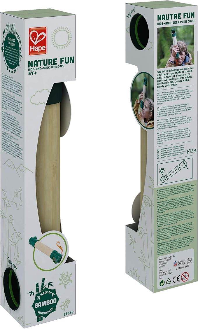 Hape Hide &-Seek Periscope| Bamboo & Plant Plastic Periscope for Hide &-Seek & Spy Games for Children Ages 5 & Up, Green (E5569)