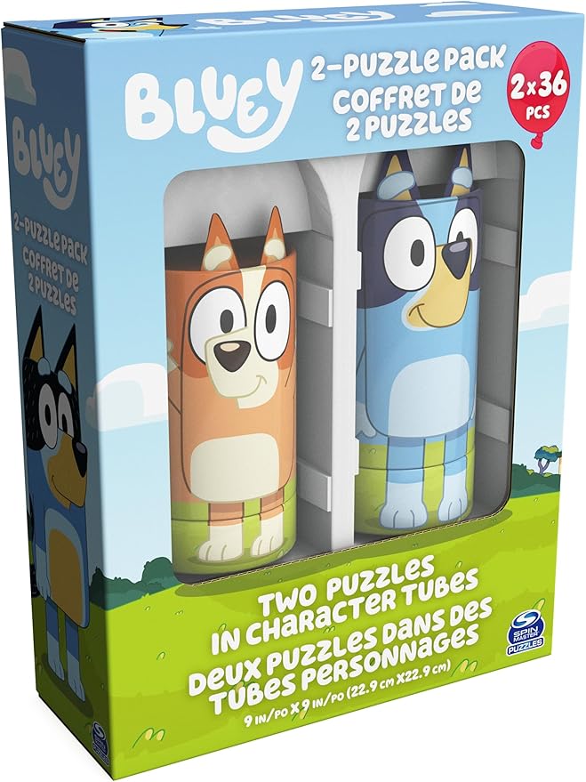 Spin Master Games, Bluey Puzzles 2-Pack, 36 Pieces, Kids Puzzles, Bluey Toys, Preschool Puzzles, for Ages 3 & Up