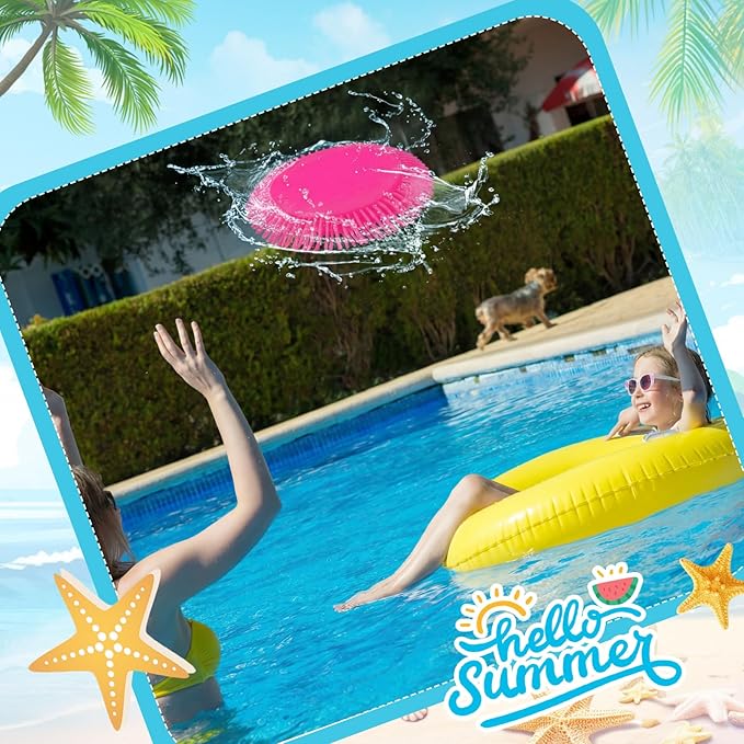 Outus 10 Pcs Beach Games Flying Disc for Pool 7 Inch Soft Water Discs for Kids Splashes on Impact Beach Water Swimming Pool Toys for Kids Park Backyard Outdoor Summer Games Birthday Gifts