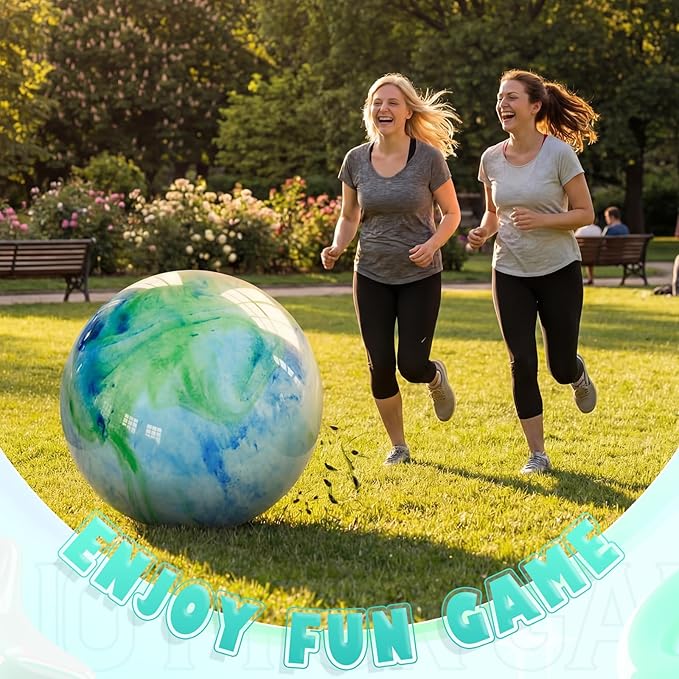 Lewtemi 16 Inch Jumbo Inflatable Playground Ball Marbleized Giant Large Rubber Kickball Four Square Bouncy Balls Giant Beach Dodgeball for Swimming Pool Sports Activities