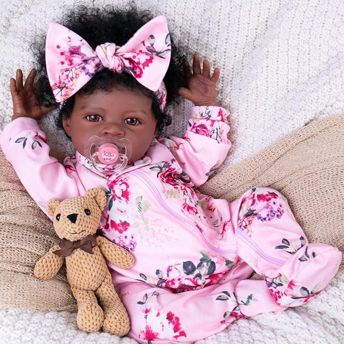 Aori Lifelike Reborn Baby Dolls Clothes 20 inch Purple Clothing Floral Jumpsuits Set for 17-20 Inch Newborn Girl Doll
