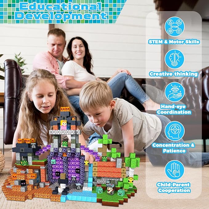 Magnetic Blocks - 150 PCS Build Dark Hell Forest Castle - Magnetic Toys for Montessori Toddler Easter Christmas Birthday Gifts - STEM Sensory Toys for 3 4 5 6 7 8 9 10 Year Old Boys & Girls