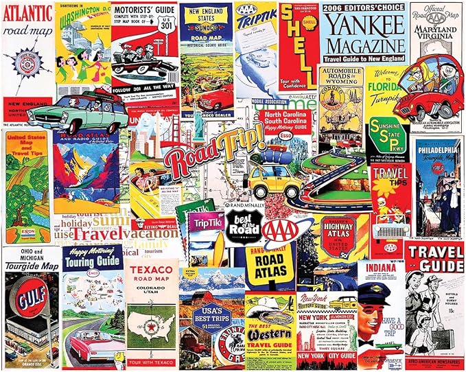 White Mountain 1000 Piece Jigsaw Puzzle USA Collage Puzzles with Large Pieces Gift for Adults and Family 24"x30" - US Maps & Travel Guides