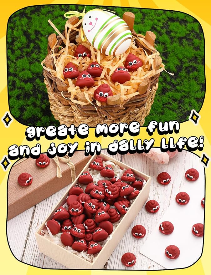 60Pcs Mini Poop Figures, Small Poop Figurines, Fake Poop Toys for Prank Hide Seek Goodie Party Supplies Gifts