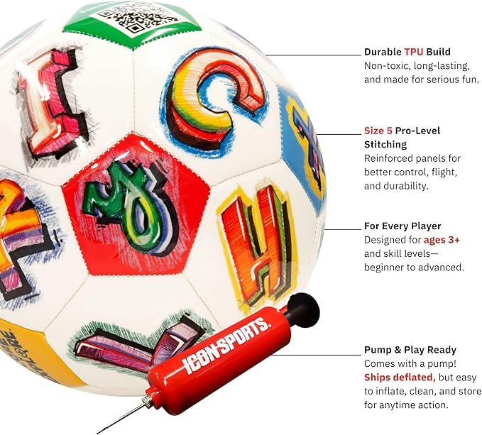 Crayola Official Soccer Ball - Unisex Kids - CRAY80BL Alphabet2 Size 5