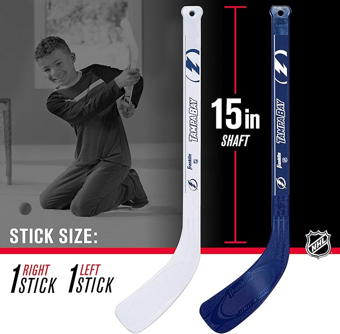 Franklin Sports NHL Mini Hockey Set - Kids Indoor Knee Hockey Goal, Ball, + 2 Stick Combo - Youth Team Indoor Toy Set - Official - Ages 3+