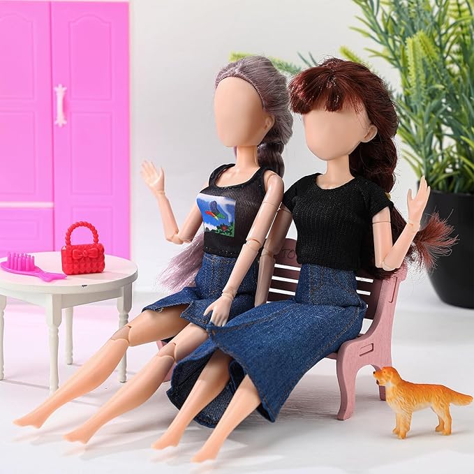 Bencailor 6 Pcs Doll Clothes for 11.8 Inch Doll Clothing Outfit Accessories Winter Coat Tops Swimwear T Shirt Dress Outfit Birthday Gift(Cool Style,Camouflage Color)