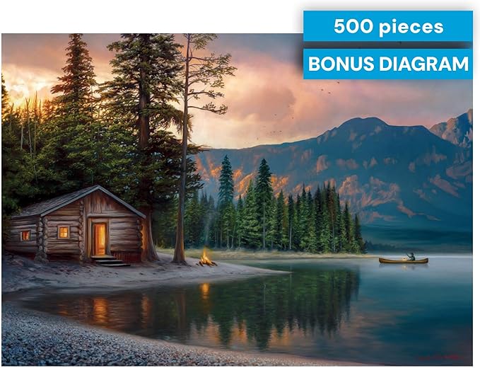 Buffalo Games – Lakeside Heaven Jigsaw Puzzle, 500 Piece Puzzle for Adults, Peaceful Lake Landscape Art by Chuck Black