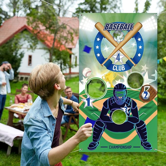 Baseball Toss Games with 3 Bean Bags, Indoor Outdoor Bean Bag Toss Game for Children and Adults Sport Theme Party Decorations Supplies