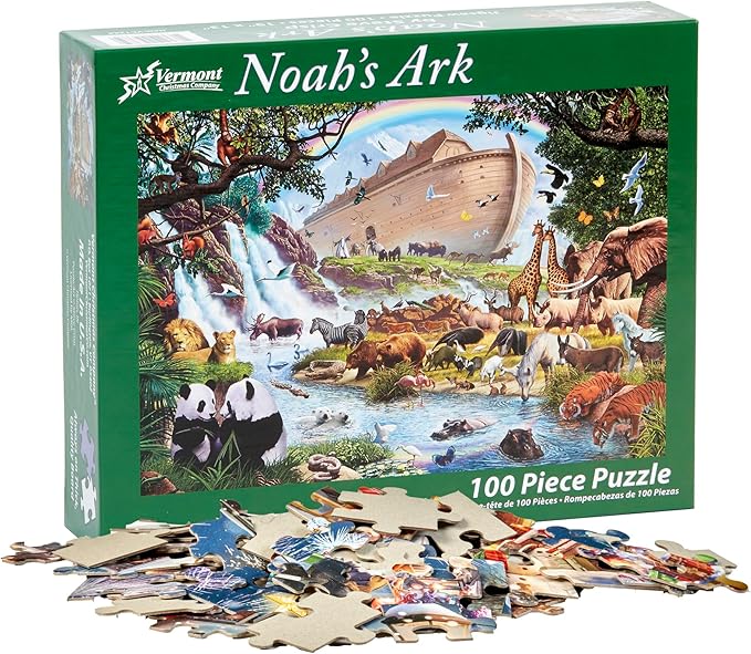 Vermont Christmas Company Noah's Ark Jigsaw Puzzle 100 Piece, Large Pieces Perfect for Kids and Seniors