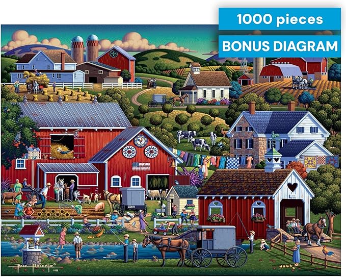 Buffalo Games - Jigsaw Puzzles 1000 Pieces - Dowdle Amish Country - 1000 Piece Puzzle for Adults - Premium Giftable Foil Box with Reference Poster